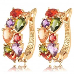 Premium Quality Yellow Gold plated multicolor CZ diamonds earrings (Mona lisa Style)